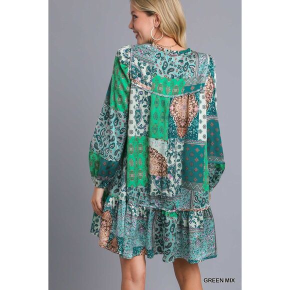 UMGEE NWT Boho Patchwork Dress Western Cowgirl Chic Festival Retro Gypsy Vibes - Picture 8 of 8